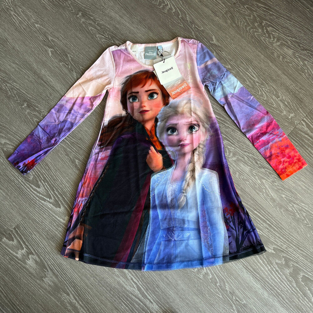 Desigual Kids Dress Frozen 9-10 Years Elsa Anna Mesh Top Rhinestone Colorful